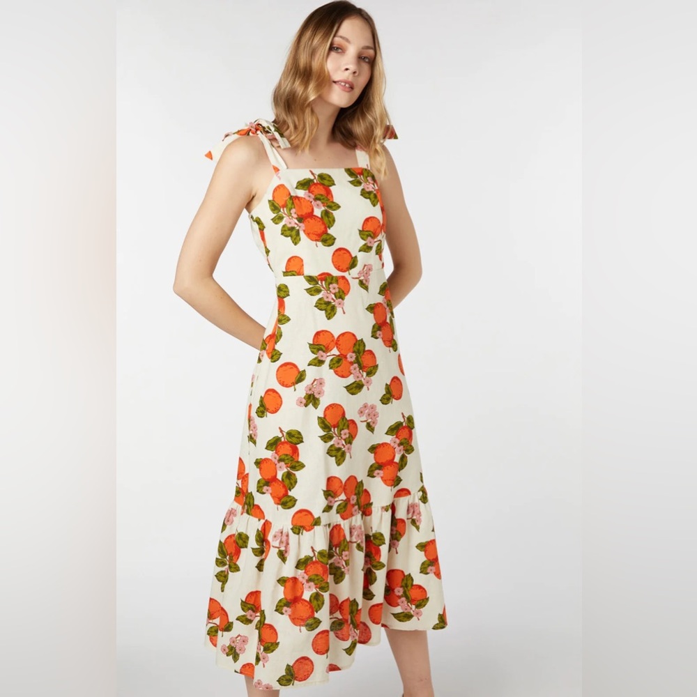 Princess Highway Orange Toile Sun Dress Au18 NWT